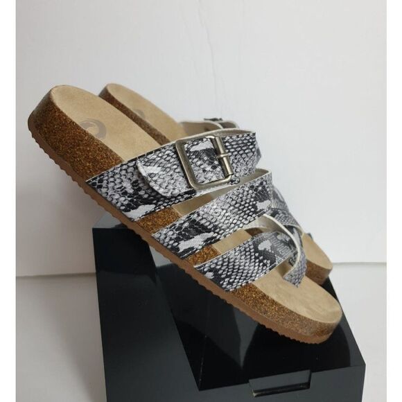 Women's Slip On Strappy Sandals 10 Buckle Strap Toe Loop Snake Print Sz 10 NWOT - Picture 7 of 9